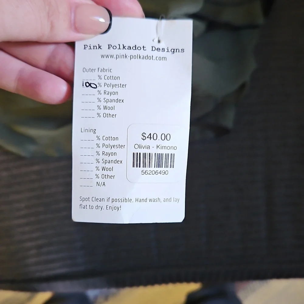 Olive Green Kimono - Picture 2 of 2